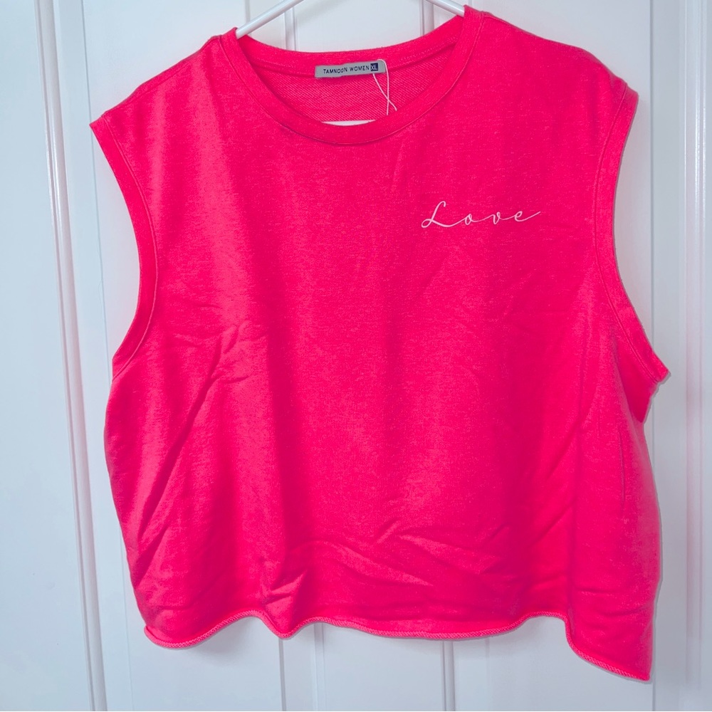 Barbie Pink Shirt, sleeveless sweatshirt, women’s size XL, gym yoga workout Love